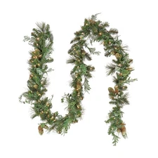 9 ft. Pre-Lit North Conway Garland with Clear Lights, Plug-In