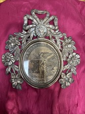 Cornice Liberty In Argento Con Fiori E Fiocco 19 × 18 Cm