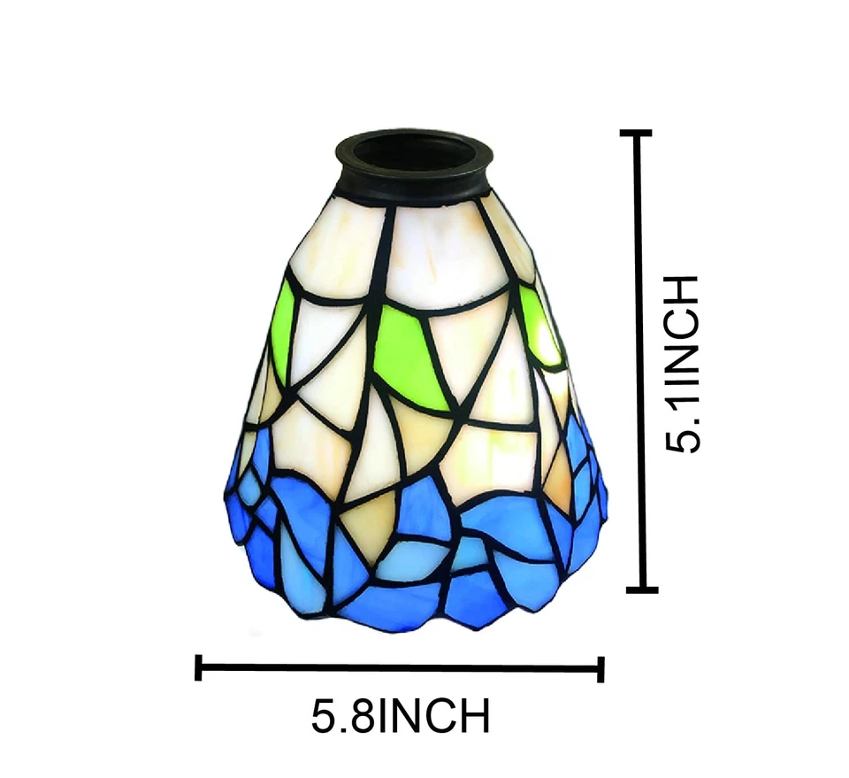 Tiffany cortinas de cristal, tonos azules y blancos, cortinas de abanico de vidrieras, l... Foto 4 de 4