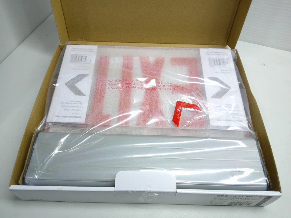 Lithonia EDG 1 R EL M6 Surface Mount LED Edge-Lit Exit Brushed Aluminum Housing - Image 3 of 4