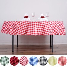 70" Checkered Gingham Tablecloth Polyester Round Linens Wedding PARTY