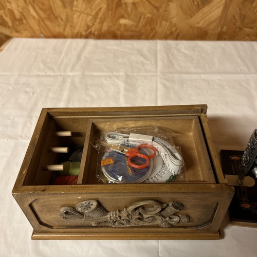Vtg Mini Replica Singer Sewing Machine Storage Box Wood, Sliding Top, 7 1/2" 2f - Picture 6 of 9