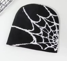 Y2K Spider Web Knit Beanie Hat Hip Hop Party Skull Cap Street Wear Unisex
