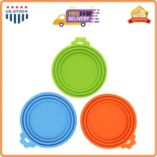 3 Pack Pet Food Can Covers Universal Can Lids Safe/Silicone Dog&Cat Food Can...