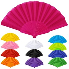 Solid Color Hand Fan Plastic Dance Fan Yoga Kung Fu Handheld Folding Fan