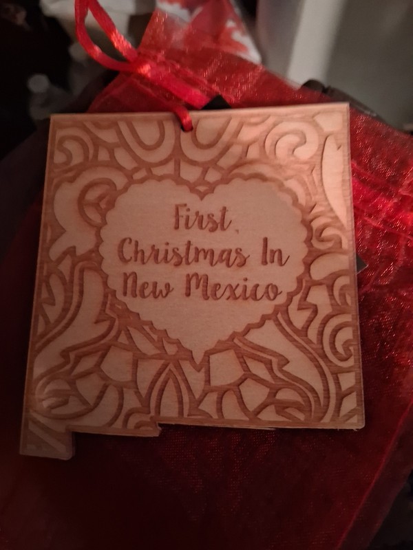 1st Christmas In NEW MEXICO Wooden W Red Bag