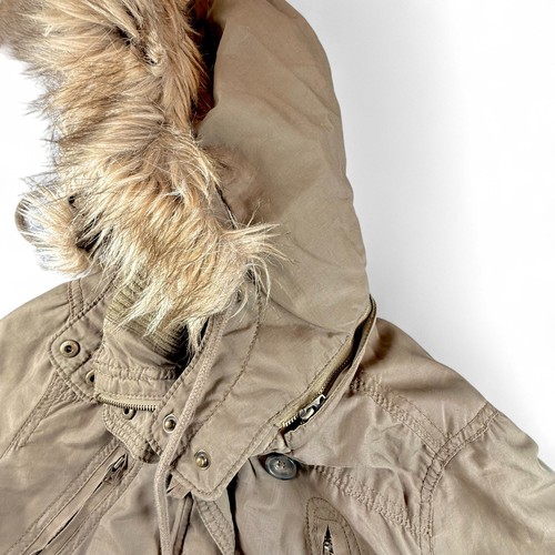VTG 2009 Y2K American Eagle Jacket Military Parka Coat Fur Flannel Plaid Lined S - Picture 8 of 12