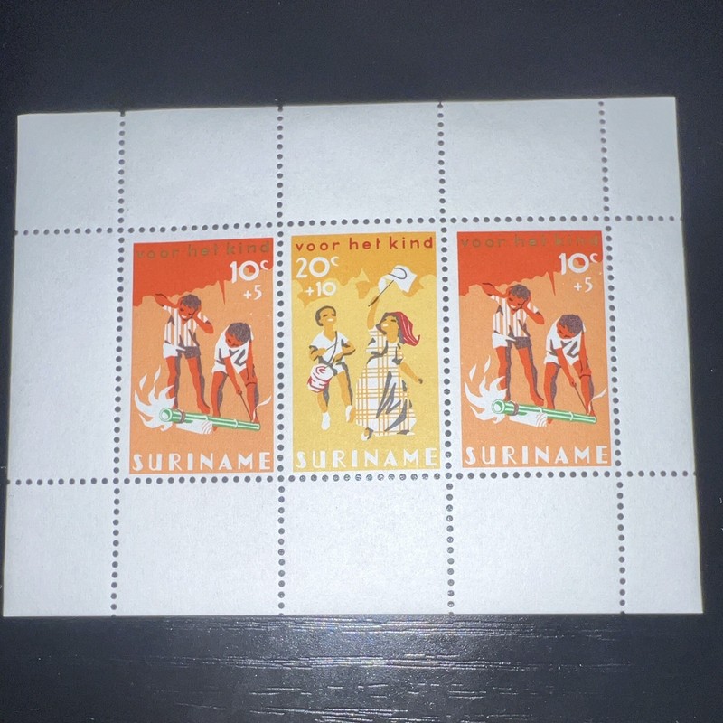 Suriname Strip of 3 MNH Uncancelled Semi-Postal Stamps 10c+5 20c+10