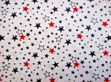 Patriotic Fabric 6 Yard Red White Blue Stars on White 58" Wide Cotton Blend