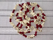 (2) Faux Realistic Plastic Popcorn Cranberry Christmas Tree Garland Each 6’ NEW