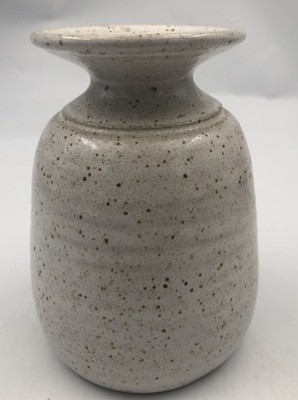 Devica Art Studio Formed Pottery Bud Vase White Speckled Glazed Portugal 5.5 