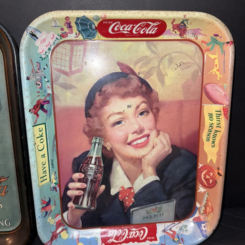 Set of 3 Vintage Coca Cola Serving Trays Flapper Party Betty Girl Advertising - Image 3 of 4