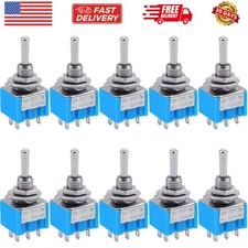10pcs DPDT Mini Toggle Switch - 6-Pin 3 Position ON/Off/ON - 6A 125V MTS-203