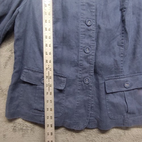 Navy blue linen shacket petite L preppy Charter Club luxury classic minimalist - Picture 7 of 16