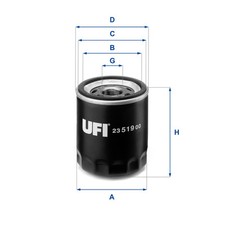 UFI 23.519.00 Oil Filter for ALFA ROMEO,BUICK,CHRYSLER,DODGE,FIAT,JEEP,LANCIA