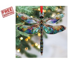 Colorful Dragonfly Acrylic Ornament 2025 with Gift Card - Perfect for Christmas