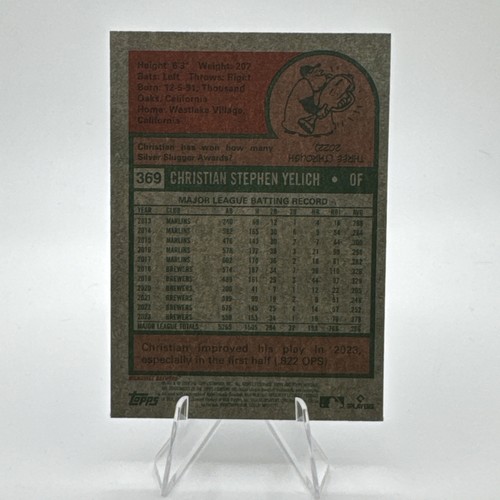2024 Topps Heritage - Christian Yelich #369 - Chrome Blue Sparkle - Brewers - Picture 2 of 2