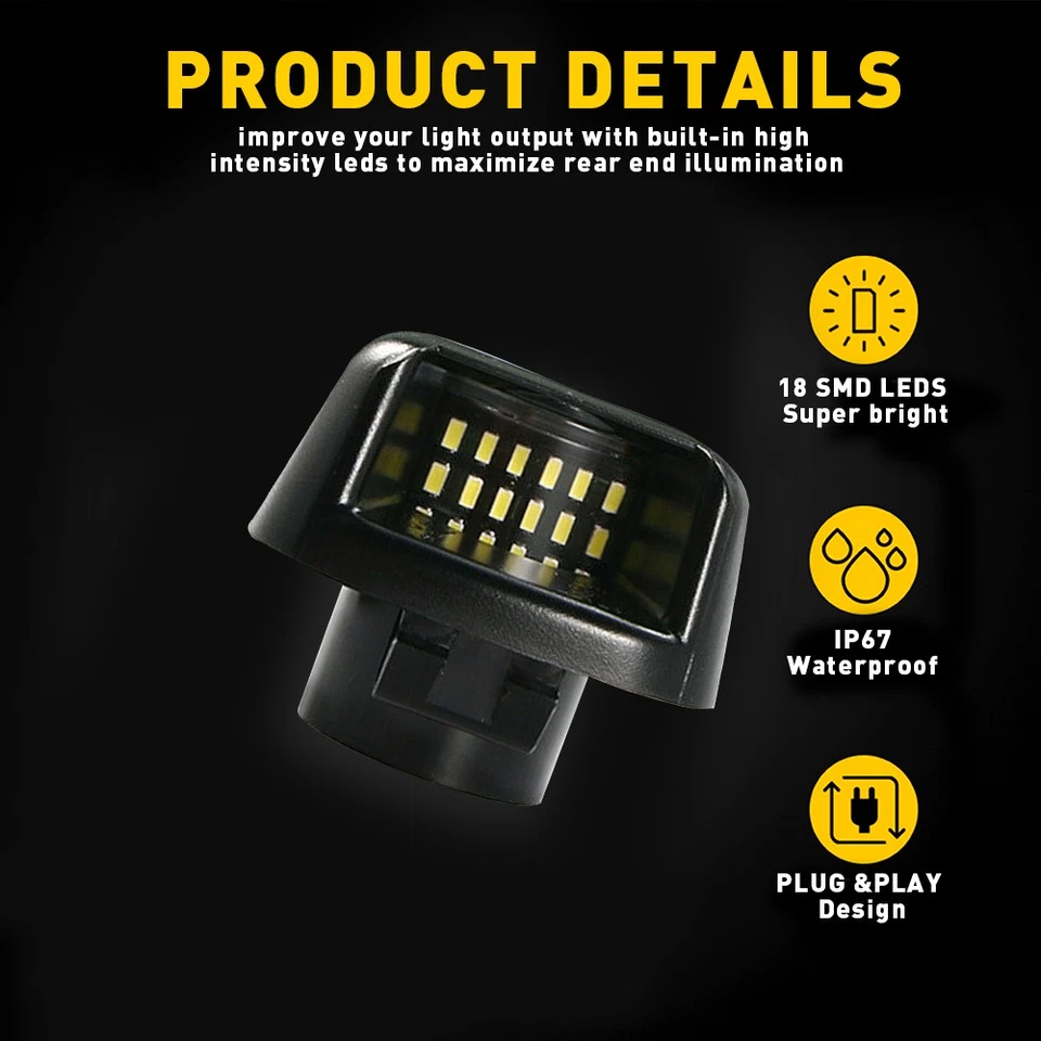 For Frontier Pair Nissan License 1 Light Bumper Plate Lamp Housing Rear Cover US - Image 3 of 4