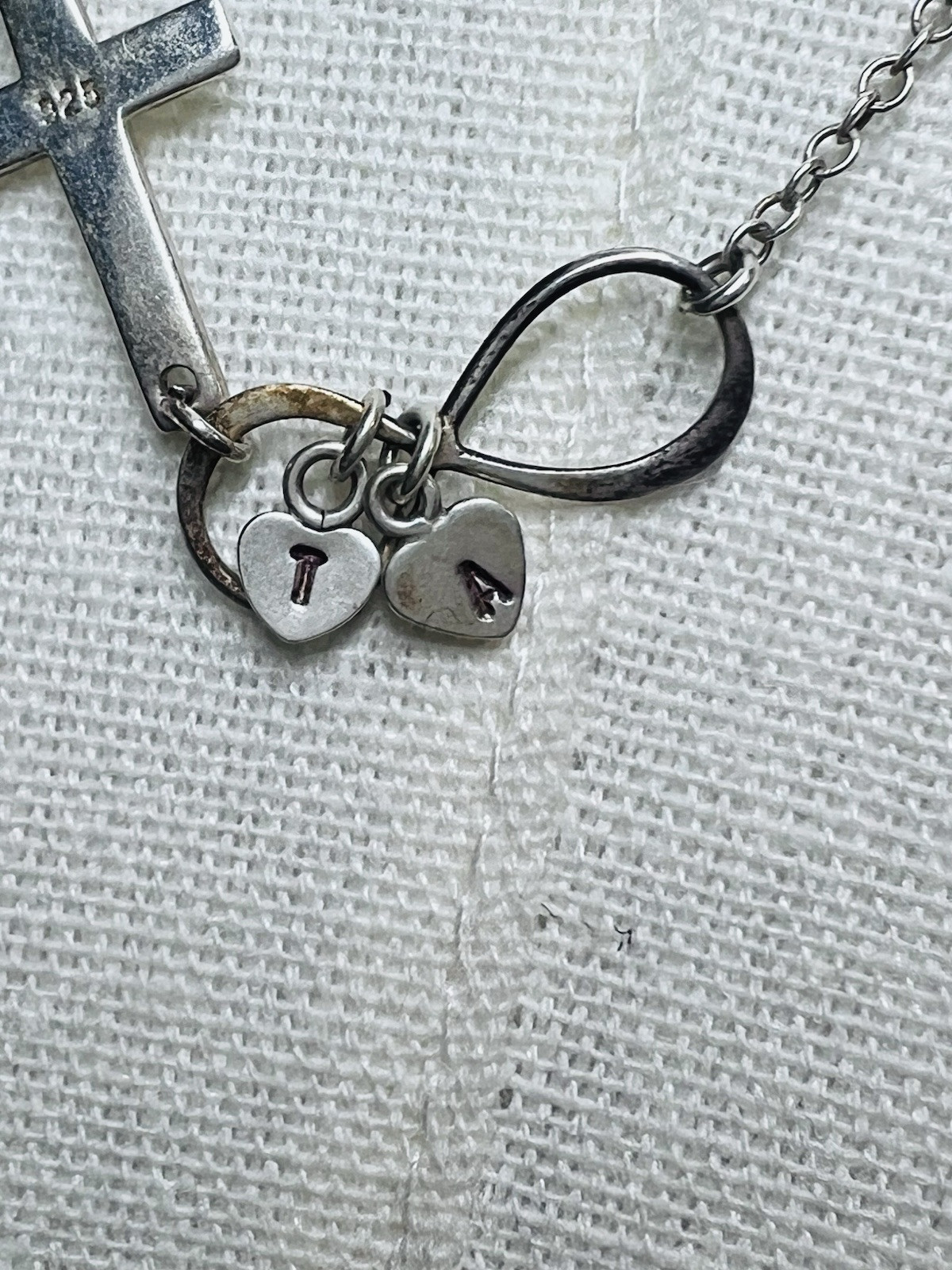 Solid 925 Sterling Silver  Infinity Cross Necklac… - image 4