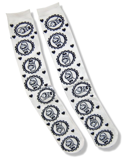 Lady Gaga Skeleton Print 2012 2013 Tour Ivory Socks New Official Merch