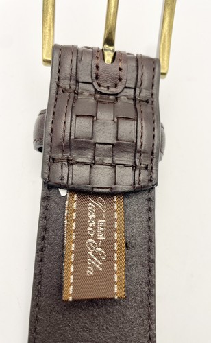 TASSO ELBA - MEN'S LEATHER BELT - BROWN BRAIDED WOVEN - Size Large - 38 - 40 - Picture 7 of 9
