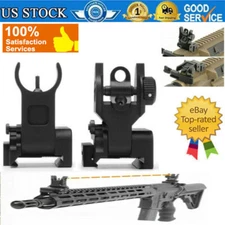 Sights Set Tactical Folding Back Up Iron Sight Flip Up Front Rear Picatinny Rail