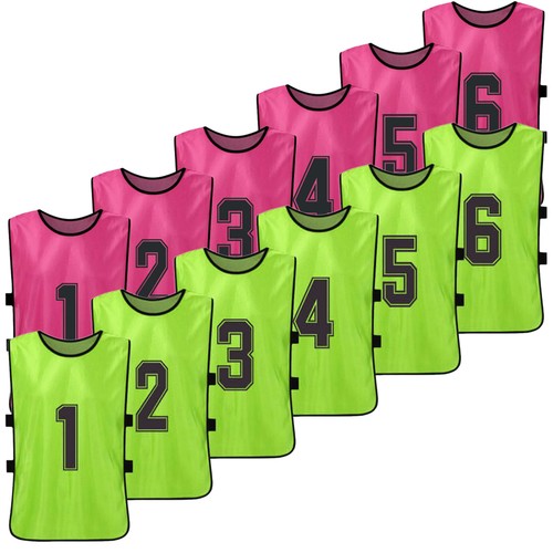12 PCS Adults Soccer Pinnies 2 Colors Quick Drying Football Team Jerseys S5F3