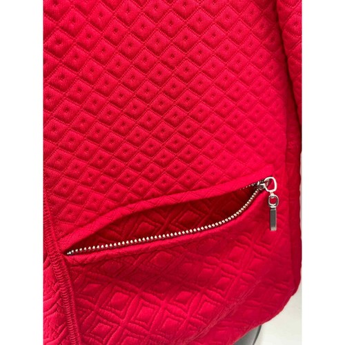 Chico's Red Quilted Snap Button Blazer Women's Size 1 (M/8) - Picture 3 of 10