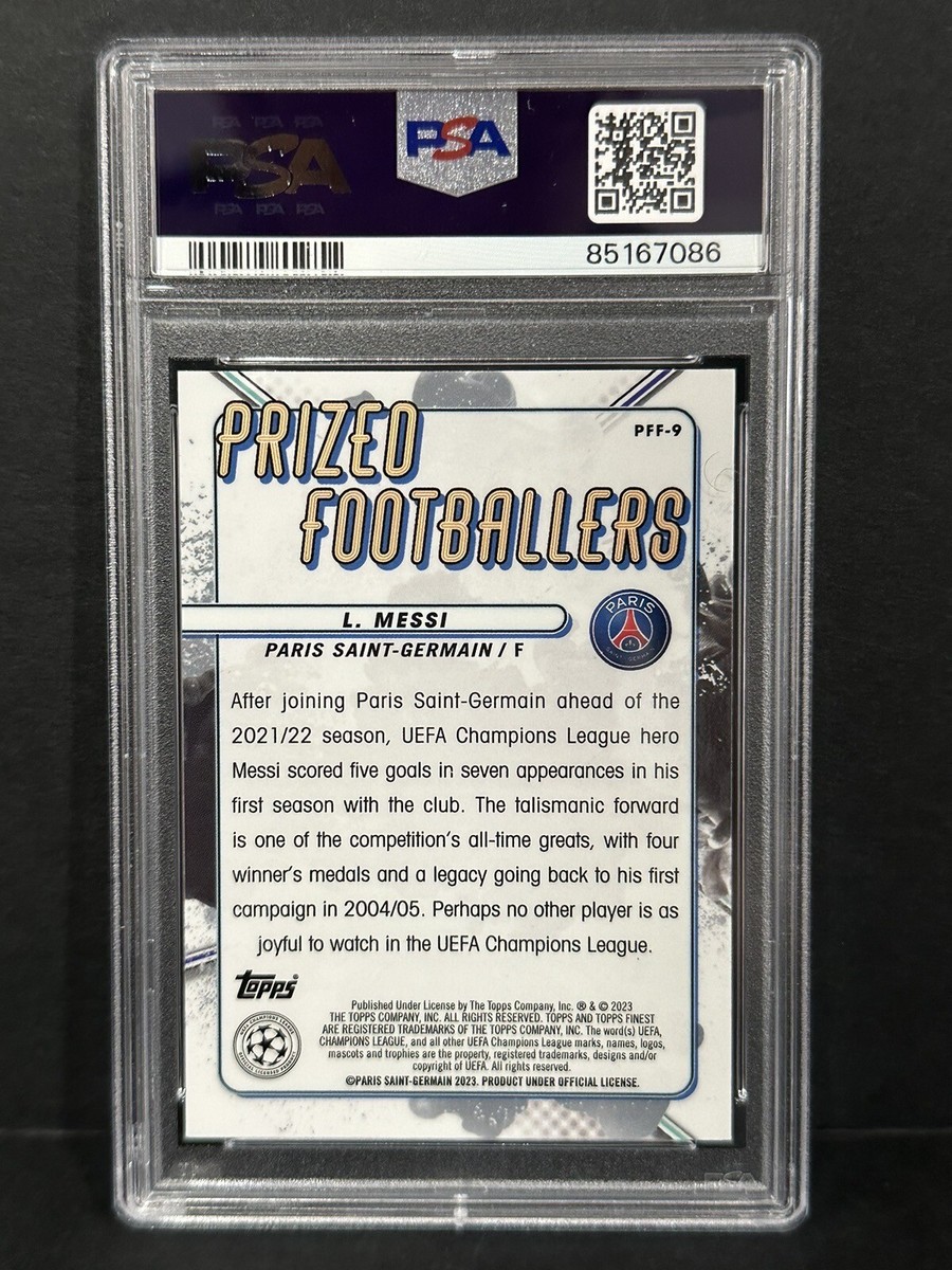 2022-23 Topps Finest UCL PSG Lionel Messi Blue/Gold Fusion