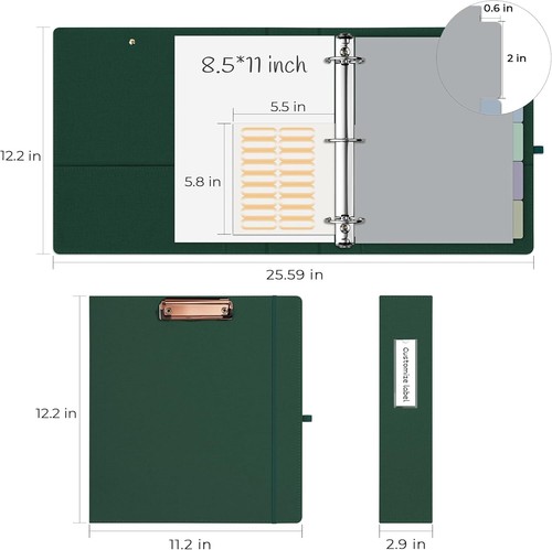 Retro 2 Inch Binder with Multi-Functional Clipboards - 5 Dividers Included - Picture 5 of 8