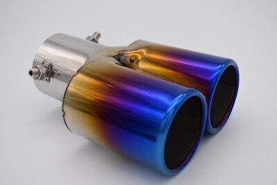 Universal Doppel Auspuff Endrohr Blende 61 mm Burnt Effekt Spitze