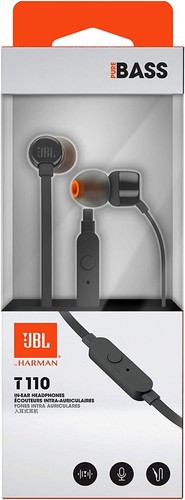 Earphones + Microphone IN Ear JBL T110 with Cable Flat Snagless With Button - Afbeelding 1 van 8