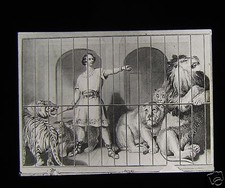 Glass Magic Lantern Slide LANDSEER - VAN AMBURGH AND THE LIONS C1900 PAINTING