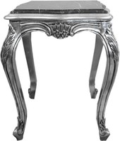Casa Padrino Barock Beistelltisch Silber Mit Schwarzer Marmorplatte 52 X H 65 Cm