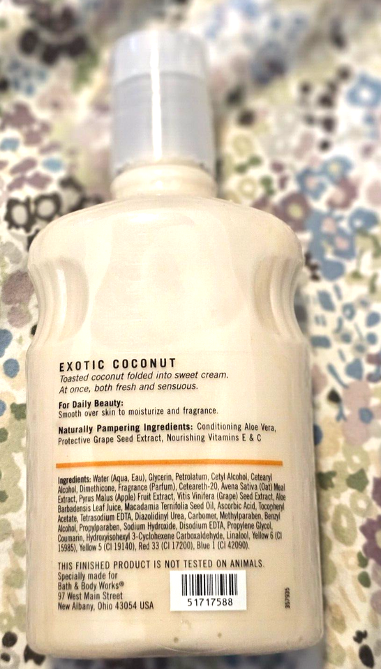 Bath & Body Works EXOTIC COCONUT Body Lotion 8 oz Pleasures Vintage