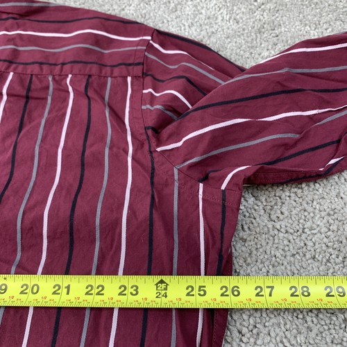 JF J. Ferrar Modern Fit Button Up Shirt Men's 2XL Maroon Stripe Long Sleeve - Picture 5 of 14