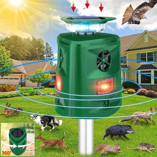 360° Solar Power Ultrasonic Animal Repeller for Dog Bird Mouse Cat Rechargeable - Bild 9 von 14