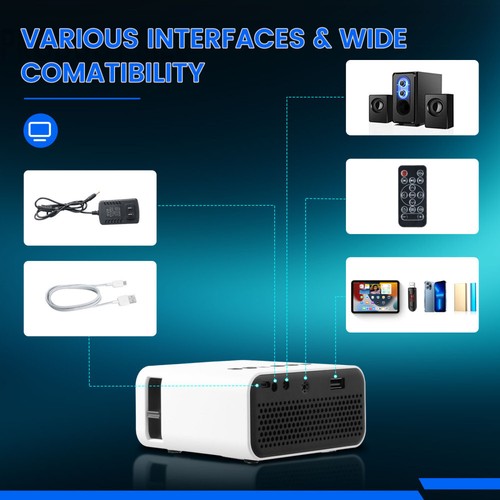 4K UHD Heimkino Projektor LCD 5G WiFi Bluetooth Android Taschenkino Mini Beamer - Afbeelding 10 van 24
