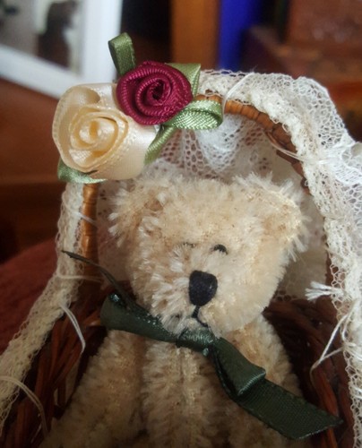 Miniature Mohair Bear In Crib - Picture 7 of 7