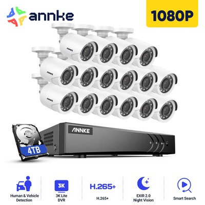 ANNKE 16CH 3K Lite DVR 1080P Outdoor Security Camera System AI Motion Detection