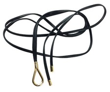 Ladies Skinny Thin Black Double Strand Cinch Belt Gold Loop  Tips 1980s Disco 