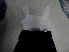 amy wear girl 10 dress long sleeveless party dress white black  sparkles stones