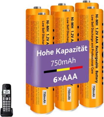 6X NI-MH Batterien AAA Wiederaufladbar 1.2V 750MAh Für Gigaset Schnurlostelefone
