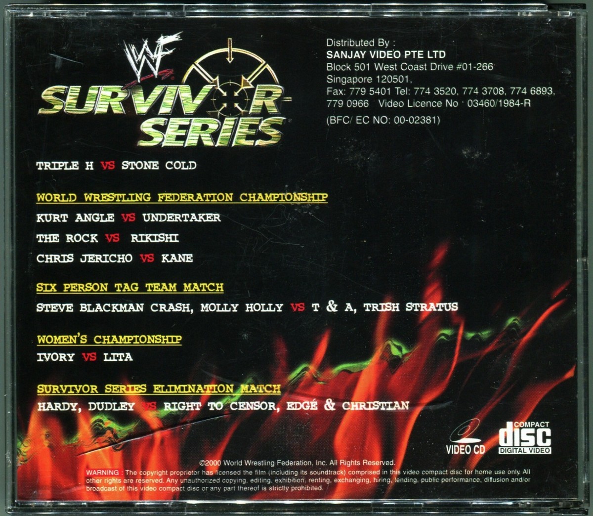 WWF Survivor Series 2000 Original Video CD VCD 3 Disc Set WWF Survivor Series 2000 Original Video CD VCD 3 Disc Set