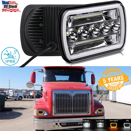 DOT For International IHC 9200 9900 9400i NEW 7x6" LED Headlight DRL Hi