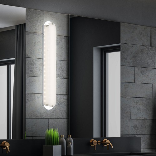 Applique Specchio Lampada da Soggiorno LED Parte Raso Vetro Cromato L 47 CM - Foto 7 di 10