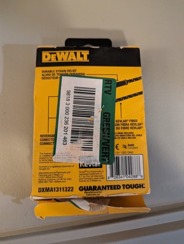 Dewalt DXMA1311322 Reinforced Micro USB Charging Cable 6ft Black - Picture 2 of 2