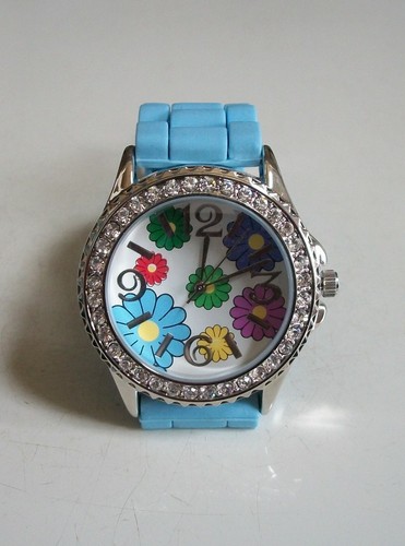 Women's Fashion Flower Print Orange, Pink, Blue, White Silicone Casual Watch - Picture 18 of 120