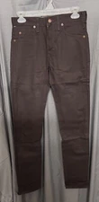 dickies mens dark brown stretch canvas twill skinny work pants sizes 26-38 new
