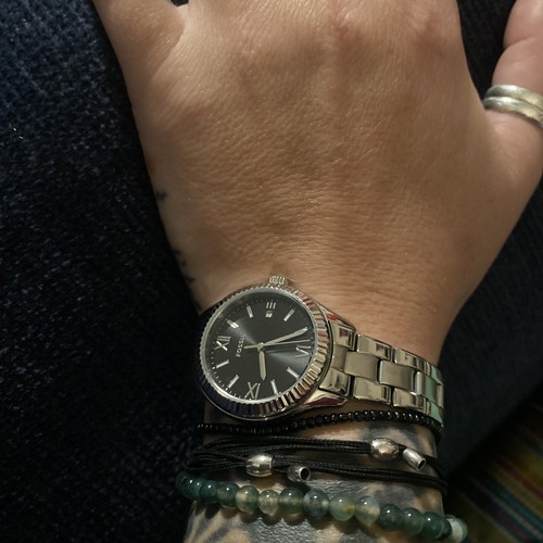 AUTHENTIC FOSSIL RYE SILVER BLACK WOMEN 
